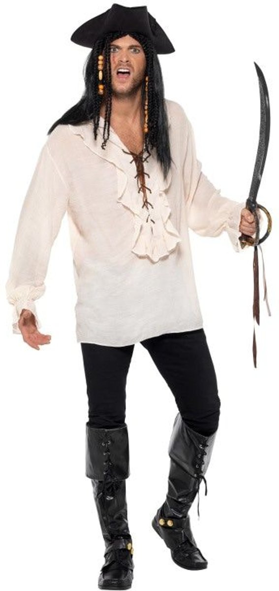 Piraat & Viking Kostuum | Zilte Zee Zeebries Piraten Shirt | Large | Carnaval kostuum | Verkleedkleding